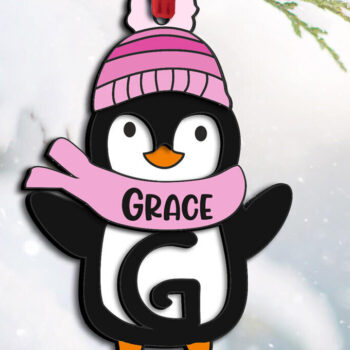 Intra απο ξύλο plywood 3mm-4mm πάχος Χριστουγεννιάτικο Penguin Letter G Στολίδι Δίασταση 8x8 cm INTRAFABR-109459830 - Image 1