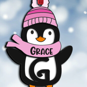 Intra απο ξύλο plywood 3mm-4mm πάχος Χριστουγεννιάτικο Penguin Letter G Στολίδι Δίασταση 8x8 cm INTRAFABR-109459830 - Image 2