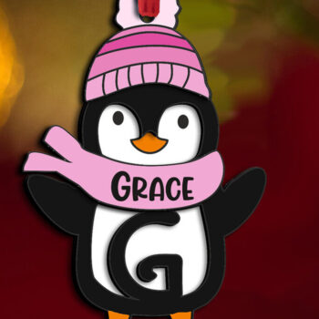 Intra απο ξύλο plywood 3mm-4mm πάχος Χριστουγεννιάτικο Penguin Letter G Στολίδι Δίασταση 8x8 cm INTRAFABR-109459830 - Image 3