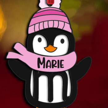 Intra απο ξύλο plywood 3mm-4mm πάχος Χριστουγεννιάτικο γράμμα πιγκουίνου M Holiday Δίασταση 8x8 cm INTRAFABR-109529001 - Image 2