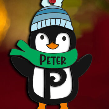 Intra απο ξύλο plywood 3mm-4mm πάχος Χριστουγεννιάτικο γράμμα Πιγκουίνος Στολίδι Δίασταση 8x8 cm INTRAFABR-109581346 - Image 2