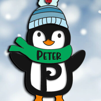 Intra απο ξύλο plywood 3mm-4mm πάχος Χριστουγεννιάτικο γράμμα Πιγκουίνος Στολίδι Δίασταση 8x8 cm INTRAFABR-109581346 - Image 3