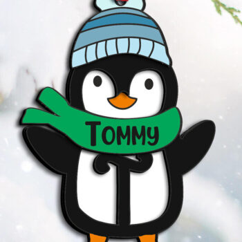 Intra απο ξύλο plywood 3mm-4mm πάχος Χριστουγεννιάτικο γράμμα πιγκουίνου T Holiday Δίασταση 8x8 cm INTRAFABR-109613126 - Image 1