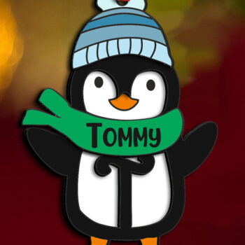 Intra απο ξύλο plywood 3mm-4mm πάχος Χριστουγεννιάτικο γράμμα πιγκουίνου T Holiday Δίασταση 8x8 cm INTRAFABR-109613126 - Image 2