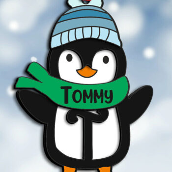 Intra απο ξύλο plywood 3mm-4mm πάχος Χριστουγεννιάτικο γράμμα πιγκουίνου T Holiday Δίασταση 8x8 cm INTRAFABR-109613126 - Image 3