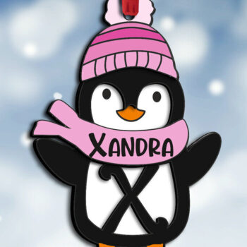 Intra απο ξύλο plywood 3mm-4mm πάχος Χριστουγεννιάτικο δώρο Penguin Letter X Δίασταση 8x8 cm INTRAFABR-109613367 - Image 3