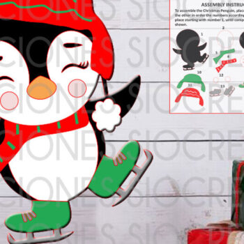 Intra απο ξύλο plywood 3mm-4mm πάχος Χριστουγεννιάτικο Penguin Stiking 3D Δίασταση 15x15 cm INTRAFABR-85100640 - Image 2