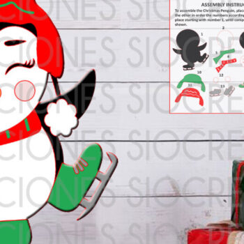 Intra απο ξύλο plywood 3mm-4mm πάχος Χριστουγεννιάτικο Penguin Stiking 3D Δίασταση 15x15 cm INTRAFABR-85100640 - Image 3