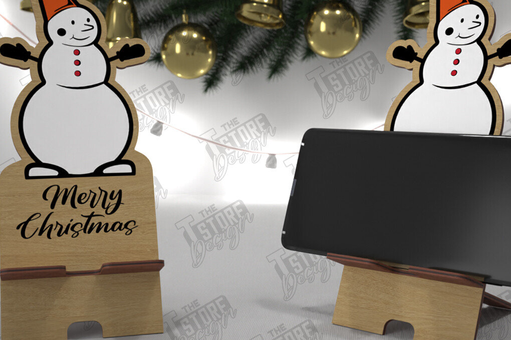 Intra απο ξύλο plywood 3mm-4mm πάχος Χριστουγεννιάτικη Επιτραπέζια Τηλεφωνική Βάση | Ιδέα δώρου Δίασταση 15x15 cm INTRAFABR-107824319