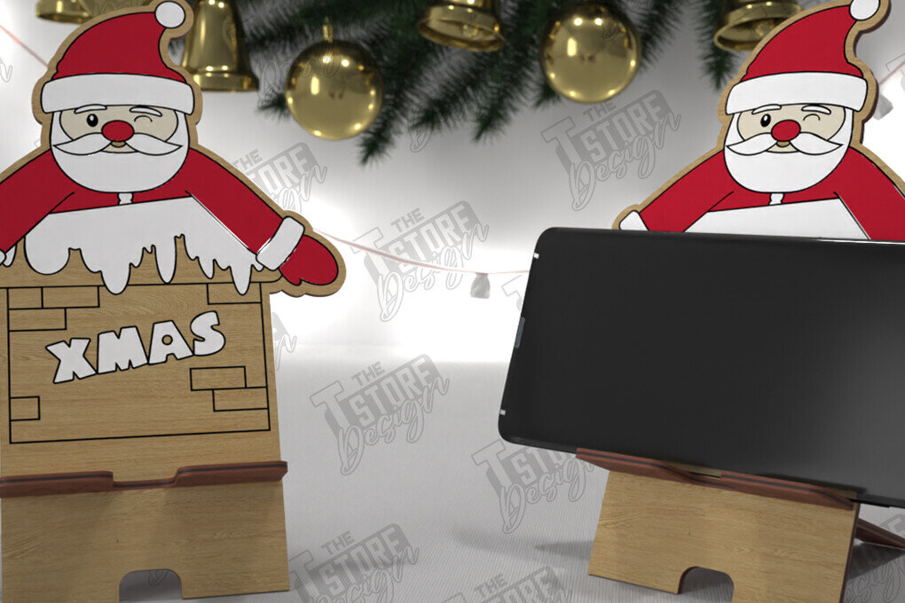 Intra απο ξύλο plywood 3mm-4mm πάχος Χριστουγεννιάτικη Επιτραπέζια Τηλεφωνική Βάση | Ιδέα δώρου Δίασταση 15x15 cm INTRAFABR-107824328