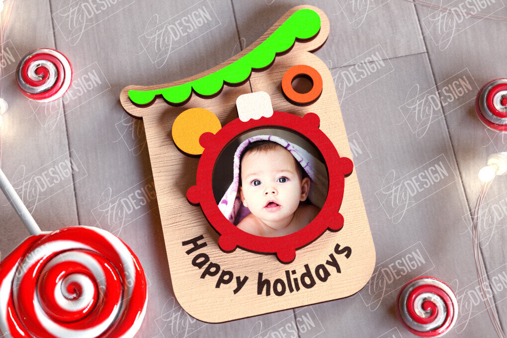 Intra απο ξύλο plywood 3mm-4mm πάχος Χριστουγεννιάτικο Photo Magnet | Ιδέα δώρου | CNC Δίασταση 15x15 cm INTRAFABR-108898225