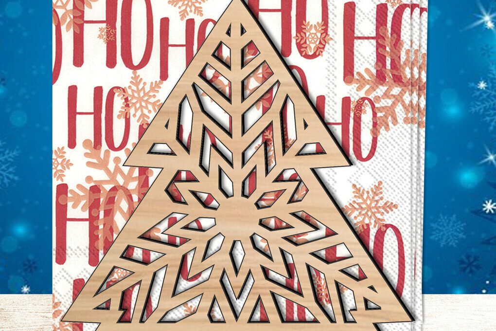 Intra απο ξύλο plywood 3mm-4mm πάχος Χριστουγεννιάτικο Pinetree Holiday χαρτοπετσέτας Δίασταση 15x15 cm INTRAFABR-109360791