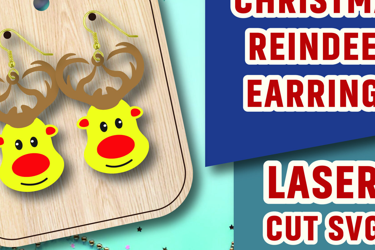 Intra απο ξύλο plywood 3mm-4mm πάχος Χριστουγεννιάτικα σκουλαρίκια τάρανδος Δίασταση 3x3 cm INTRAFABR-107580155