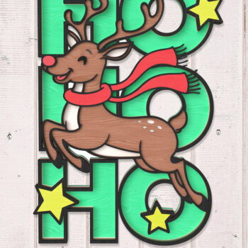 Intra απο ξύλο plywood 3mm-4mm πάχος Χριστουγεννιάτικο σημάδι HOHOHO Τάρανδος Δίασταση 30x20 cm INTRAFABR-106853559 - Image 1