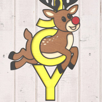 Intra απο ξύλο plywood 3mm-4mm πάχος Christmas Reindeer Joy Cut με λέιζερ Δίασταση 15x15 cm INTRAFABR-106529936 - Image 1