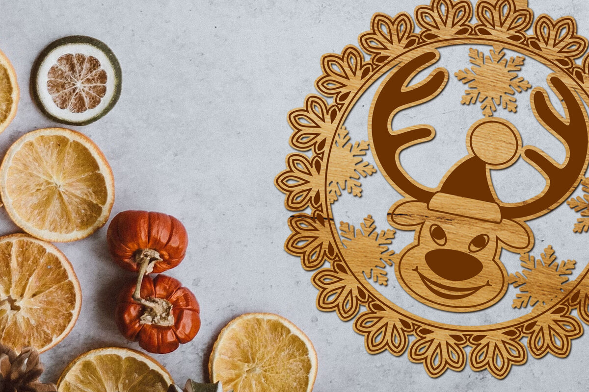 Intra απο ξύλο plywood 3mm-4mm πάχος Χριστουγεννιάτικη διακόσμηση με τάρανδο Δίασταση 3x3 cm INTRAFABR-109532691