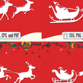 Intra απο ξύλο plywood 3mm-4mm πάχος Sleigh Christmas Reindeer Sleigh Δίασταση 8x8 cm INTRAFABR-105502516 - Image 1