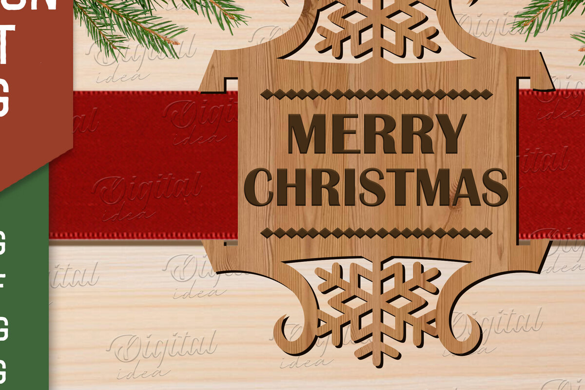 Intra απο ξύλο plywood 3mm-4mm πάχος Ετικέτα δώρου Χριστουγεννιάτικη κορδέλα. Καλά Χριστούγεννα Δίασταση 15x15 cm INTRAFABR-83501745