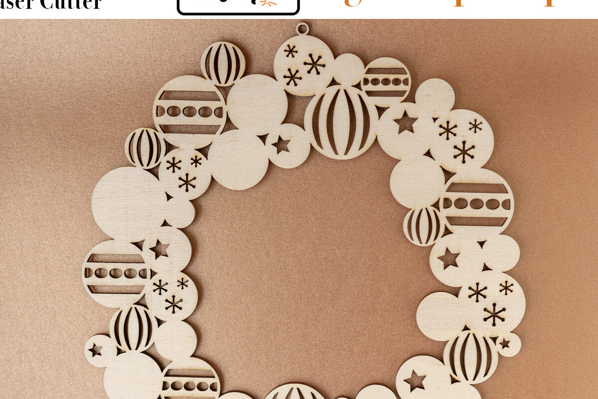 Intra απο ξύλο plywood 3mm-4mm πάχος Χριστουγεννιάτικο δαχτυλιδιού για κόφτη λέιζερ Δίασταση 15x15 cm INTRAFABR-53396902