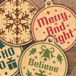 Intra απο ξύλο plywood 3mm-4mm πάχος Χριστουγεννιάτικο Στρογγυλό Στολίδι 2 Δίασταση 8x8 cm INTRAFABR-112467350