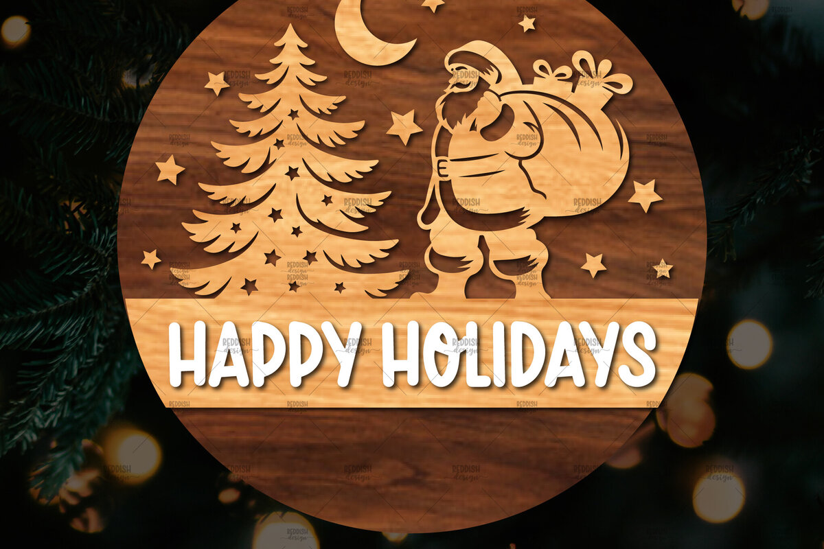 Intra απο ξύλο plywood 3mm-4mm πάχος Χριστουγεννιάτικη στρογγυλή ξύλινη πινακίδα Δίασταση 15x15 cm INTRAFABR-107369107