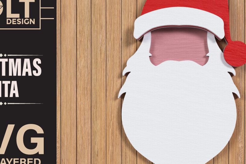 Intra απο ξύλο plywood 3mm-4mm πάχος Χριστουγεννιάτικο3D Santa Δίασταση 20x30 cm INTRAFABR-85075309 - Image 1