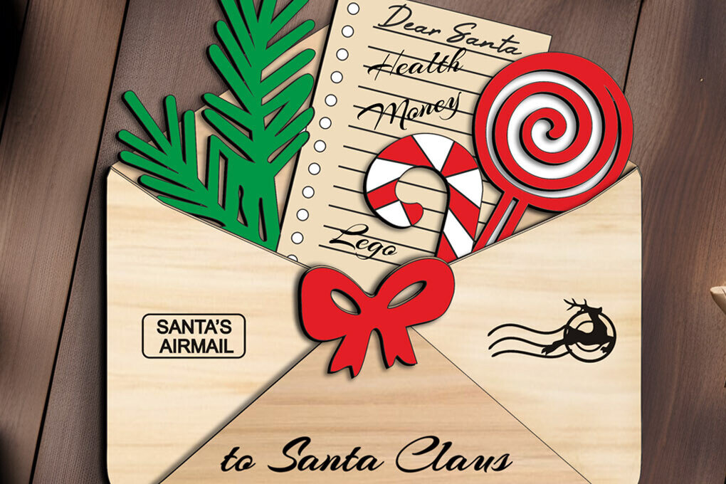 Intra απο ξύλο plywood 3mm-4mm πάχος Λίστα ευχών Χριστουγέννων Άγιος Βασίλης Δίασταση 6x6 cm INTRAFABR-105876433