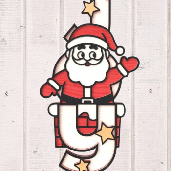 Intra απο ξύλο plywood 3mm-4mm πάχος Χριστουγεννιάτικο στολίδι Santa Joy Cut  Δίασταση 8x8 cm INTRAFABR-106583269 - Image 1