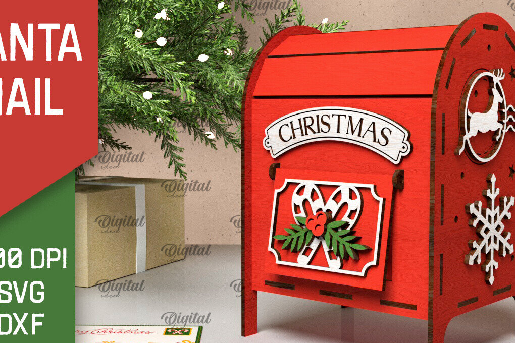 Intra απο ξύλο plywood 3mm-4mm πάχος Χριστουγεννιάτικη ταχυδρομική θυρίδα Άγιου Βασίλη Δίασταση 15x15 cm INTRAFABR-106597549