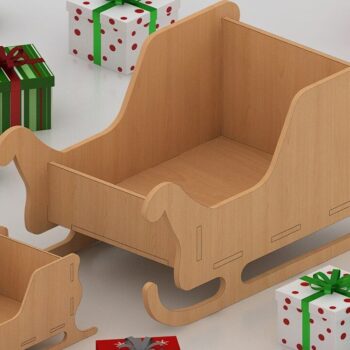 Intra απο ξύλο plywood 3mm-4mm πάχος Χριστουγεννιάτικο ντεκόρ με έλκηθρο σε ψηφιακή μορφή Δίασταση 30x20 cm INTRAFABR-42386348 - Image 2