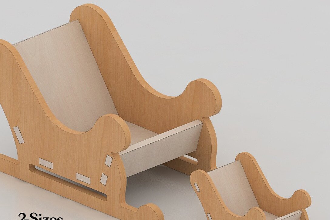 Intra απο ξύλο plywood 3mm-4mm πάχος Χριστουγεννιάτικη διακόσμηση με έλκηθρο Άγιου Βασίλη Ai Δίασταση 30x20 cm INTRAFABR-42953883 - Image 1