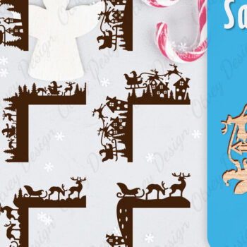 Intra απο ξύλο plywood 3mm-4mm πάχος Χριστουγεννιάτικο Santa Sleigh Door Corner  Δίασταση 30x20 cm INTRAFABR-110788909 - Image 1