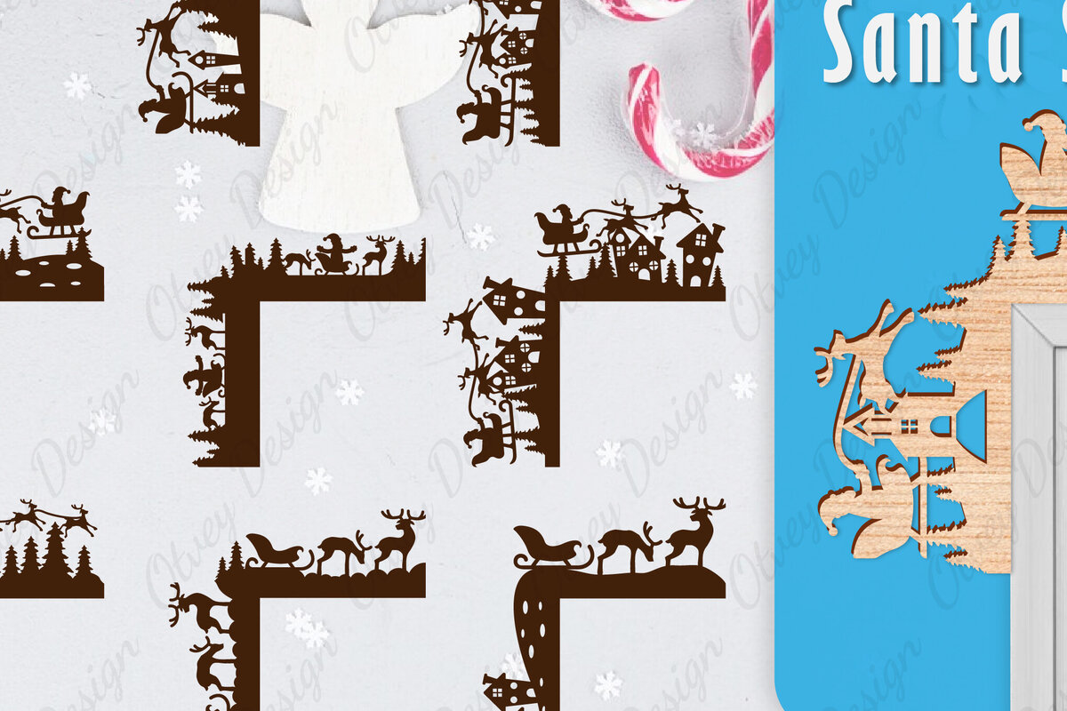 Intra απο ξύλο plywood 3mm-4mm πάχος Χριστουγεννιάτικο Santa Sleigh Door Corner  Δίασταση 30x20 cm INTRAFABR-110788909