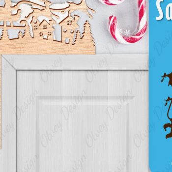 Intra απο ξύλο plywood 3mm-4mm πάχος Χριστουγεννιάτικο Santa Sleigh Door Corner  Δίασταση 30x20 cm INTRAFABR-110788909 - Image 4