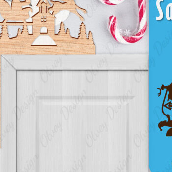 Intra απο ξύλο plywood 3mm-4mm πάχος Χριστουγεννιάτικο Santa Sleigh Door Corner  Δίασταση 30x20 cm INTRAFABR-110788700 - Image 1