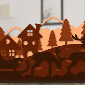 Intra απο ξύλο plywood 3mm-4mm πάχος Χριστουγεννιάτικο έλκηθρο με στρώσεις με λέιζερ Δίασταση 30x20 cm INTRAFABR-110141663 - Image 1