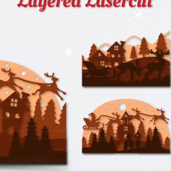 Intra απο ξύλο plywood 3mm-4mm πάχος Χριστουγεννιάτικο έλκηθρο με στρώσεις με λέιζερ Δίασταση 30x20 cm INTRAFABR-110141679 - Image 1