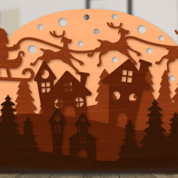 Intra απο ξύλο plywood 3mm-4mm πάχος Χριστουγεννιάτικο έλκηθρο με στρώσεις με λέιζερ Δίασταση 30x20 cm INTRAFABR-110141661 - Image 1