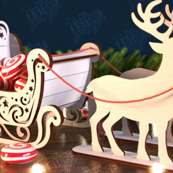 Intra απο ξύλο plywood 3mm-4mm πάχος Χριστουγεννιάτικο έλκηθρο Άγιου Βασίλη | Έλκηθρο ταράνδων Δίασταση 15x15 cm INTRAFABR-106858566 - Image 1