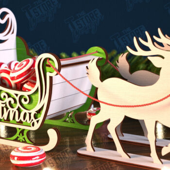 Intra απο ξύλο plywood 3mm-4mm πάχος Χριστουγεννιάτικο έλκηθρο Άγιου Βασίλη | Έλκηθρο ταράνδων Δίασταση 15x15 cm INTRAFABR-106858652 - Image 1