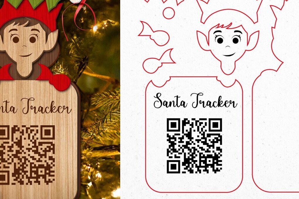 Intra απο ξύλο plywood 3mm-4mm πάχος Χριστουγεννιάτικο Santa Tracker Δίασταση 15x15 cm INTRAFABR-104821844 - Image 2