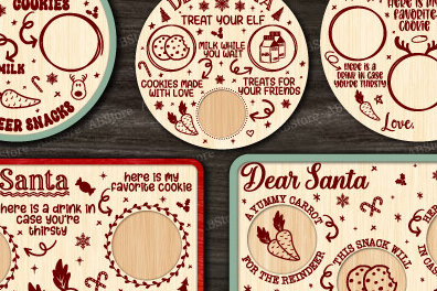 Intra απο ξύλο plywood 3mm-4mm πάχος κοπής με λέιζερ Χριστουγεννιάτικο Δίσκο Άγιου Βασίλη Δίασταση 15x15 cm INTRAFABR-105389128