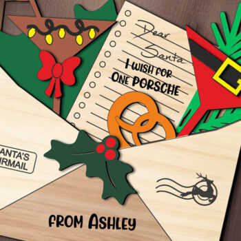 Intra απο ξύλο plywood 3mm-4mm πάχος Χριστουγεννιάτικο πάρτι φακέλου Λίστα ευχών Άγιου Βασίλη Δίασταση 5x5 cm INTRAFABR-107362167 - Image 1