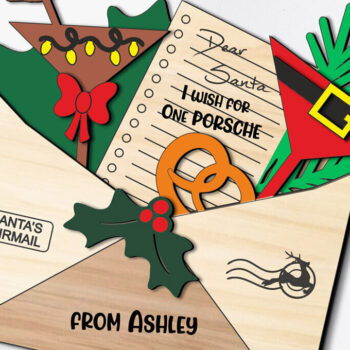 Intra απο ξύλο plywood 3mm-4mm πάχος Χριστουγεννιάτικο πάρτι φακέλου Λίστα ευχών Άγιου Βασίλη Δίασταση 5x5 cm INTRAFABR-107362167 - Image 2