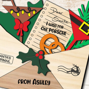 Intra απο ξύλο plywood 3mm-4mm πάχος Χριστουγεννιάτικο πάρτι φακέλου Λίστα ευχών Άγιου Βασίλη Δίασταση 5x5 cm INTRAFABR-107362167 - Image 3