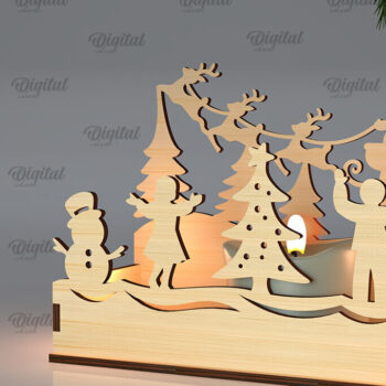 Intra απο ξύλο plywood 3mm-4mm πάχος Χριστουγεννιάτικη Σκηνή Κηροπήγια Δίασταση 15x15 cm INTRAFABR-105629867 - Image 5