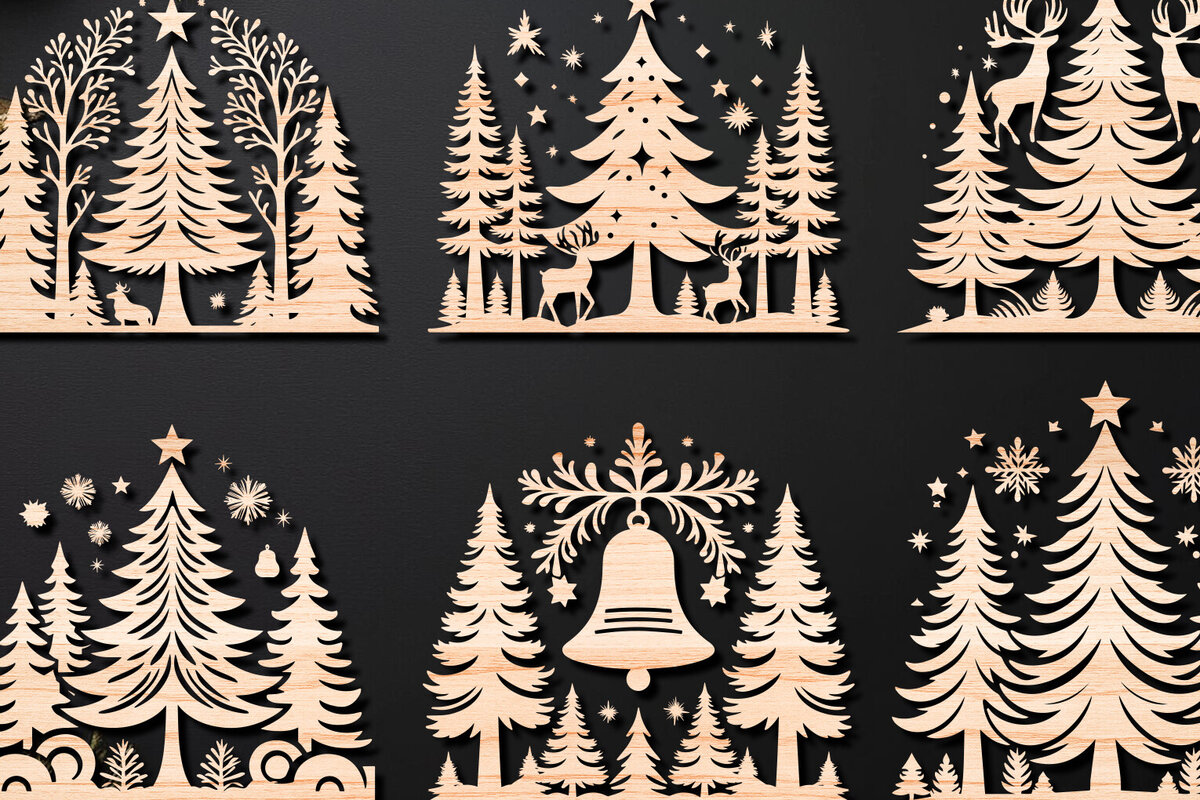 Intra απο ξύλο plywood 3mm-4mm πάχος Πάνελ κοπής με λέιζερ Χριστουγεννιάτικη σκηνή 02 Δίασταση 15x15 cm INTRAFABR-109358581