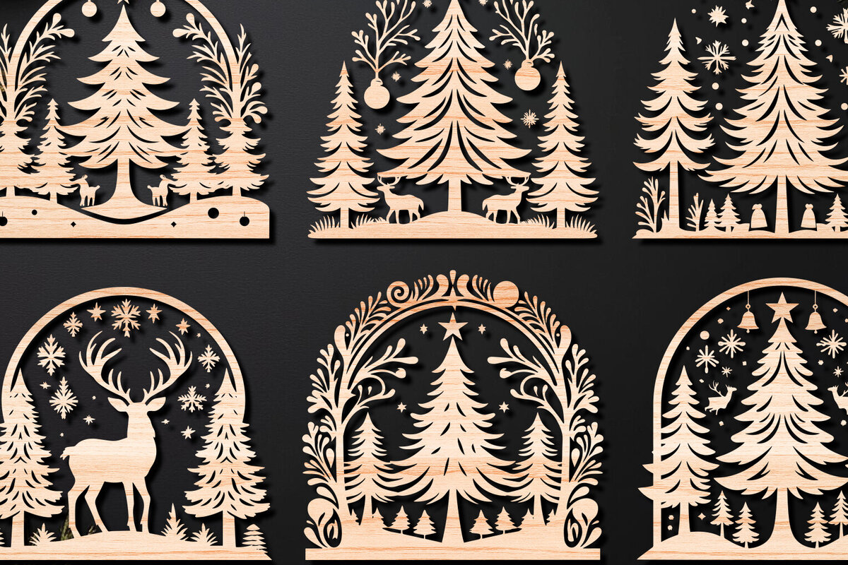 Intra απο ξύλο plywood 3mm-4mm πάχος Πάνελ κοπής με λέιζερ Χριστουγεννιάτικη σκηνή 03 Δίασταση 15x15 cm INTRAFABR-109358588