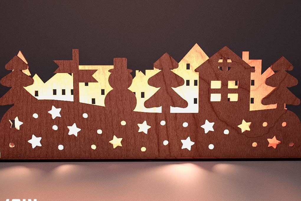Intra απο ξύλο plywood 3mm-4mm πάχος Χριστουγεννιάτικη Σκηνή Δίασταση 15x15 cm INTRAFABR-75890805 - Image 1