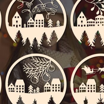 Intra απο ξύλο plywood 3mm-4mm πάχος Cut Χριστουγεννιάτικου Scene Δίασταση 15x15 cm INTRAFABR-37348616 - Image 1